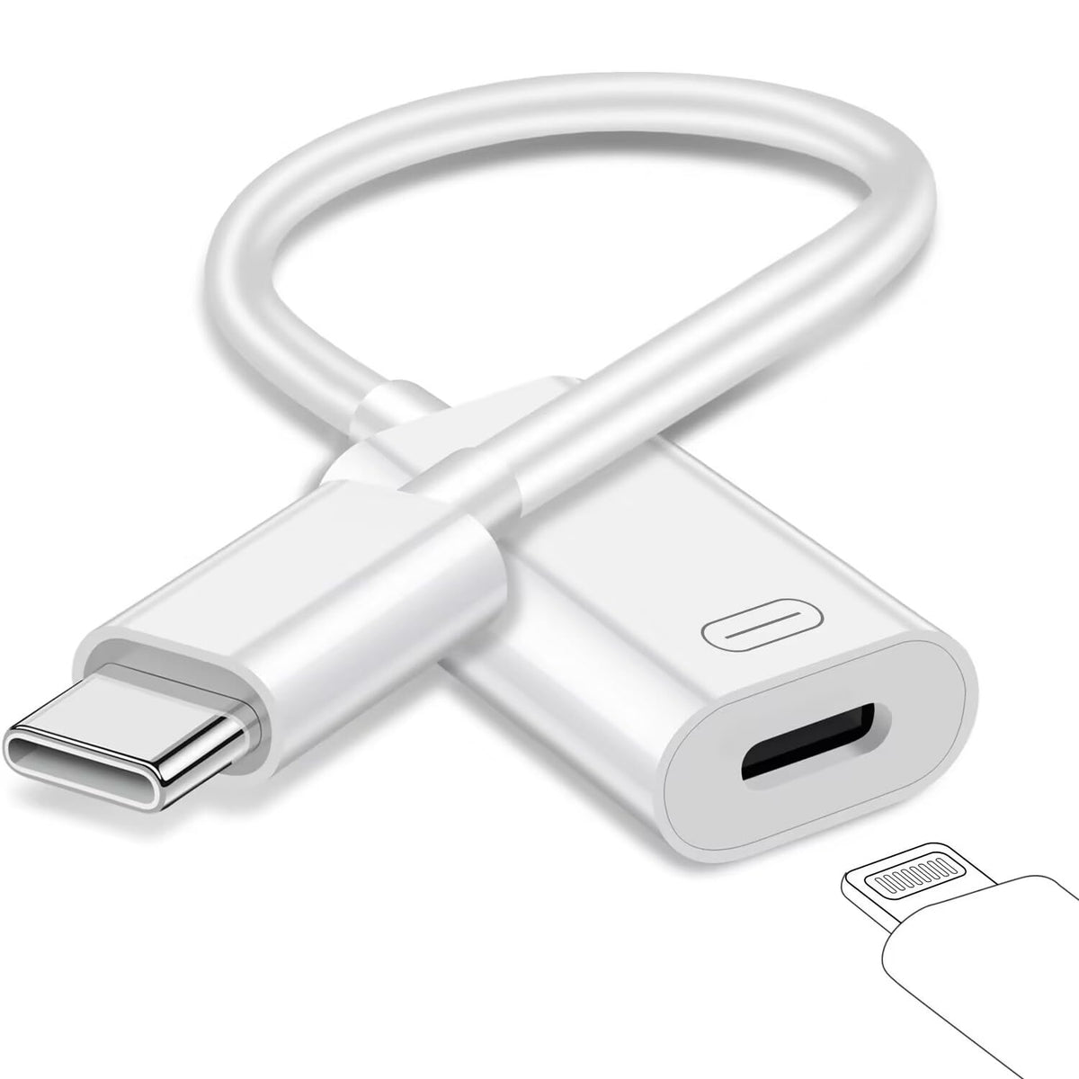 Mxcudu USB C to Lightning Adapter, 3 in 1 USB C Male to Female Lightning Headphone Audio Adapter with Charging and Data Transfer Compatible with iPhone 15/15Pro, iPad Pro, iPad Air 5, Galaxy S23/S22
