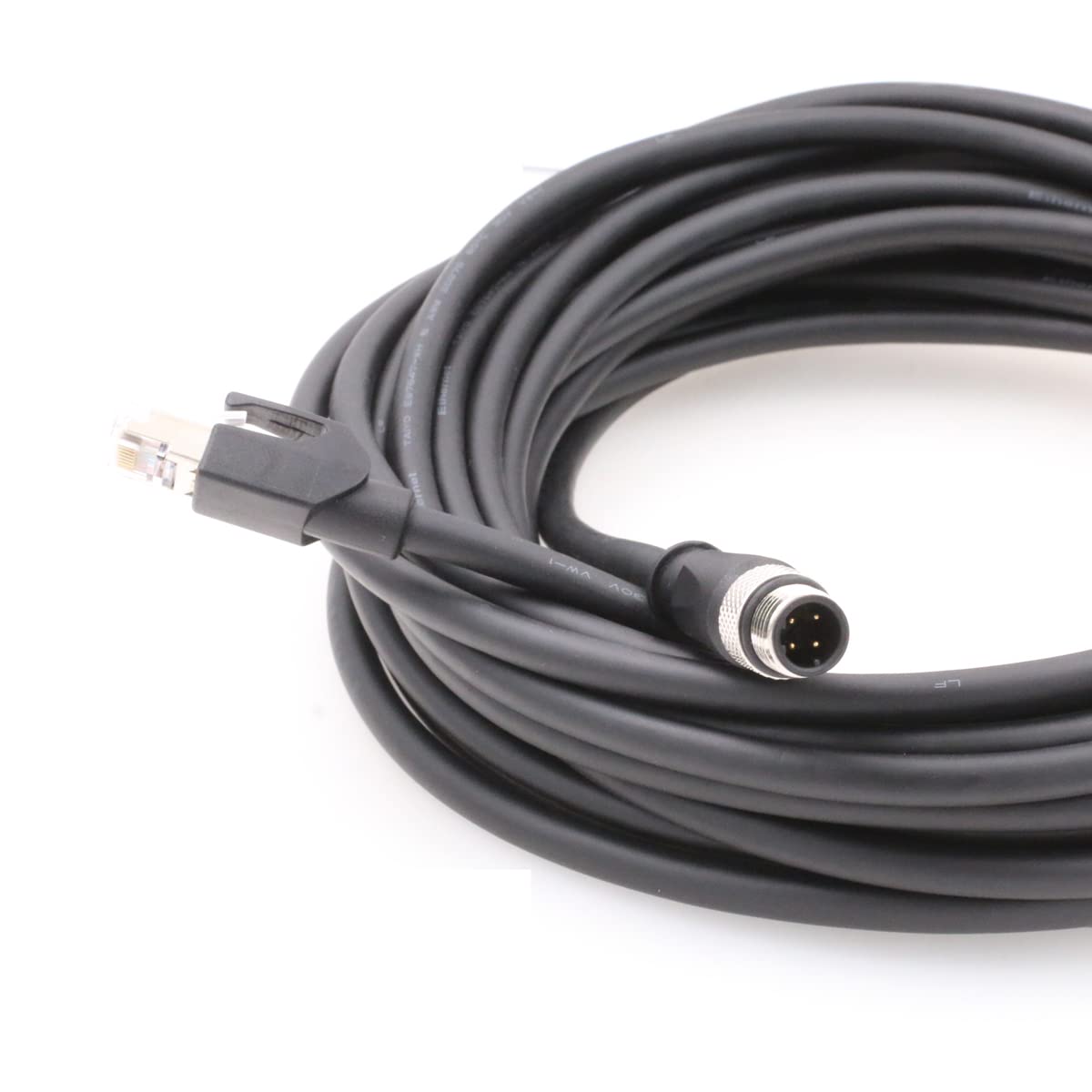 Szrmcc M12 Ethernet Cable D Code 4 Pin Male To Rj45 Connector High Flex Cat5E Shielded Waterproof Network Cable For Industrial Camera Sensor (15M,Black)