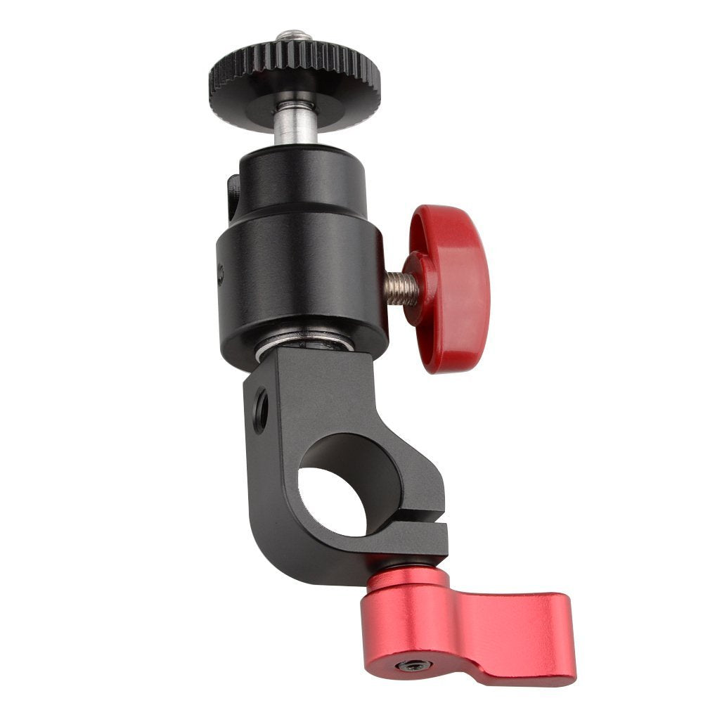Camvate 15Mm Rod Clamp & Ball Head Mount Adapter With 1/4'' 20 Thread To Attach Diy Accessories(Red, 2 Pieses)   1783