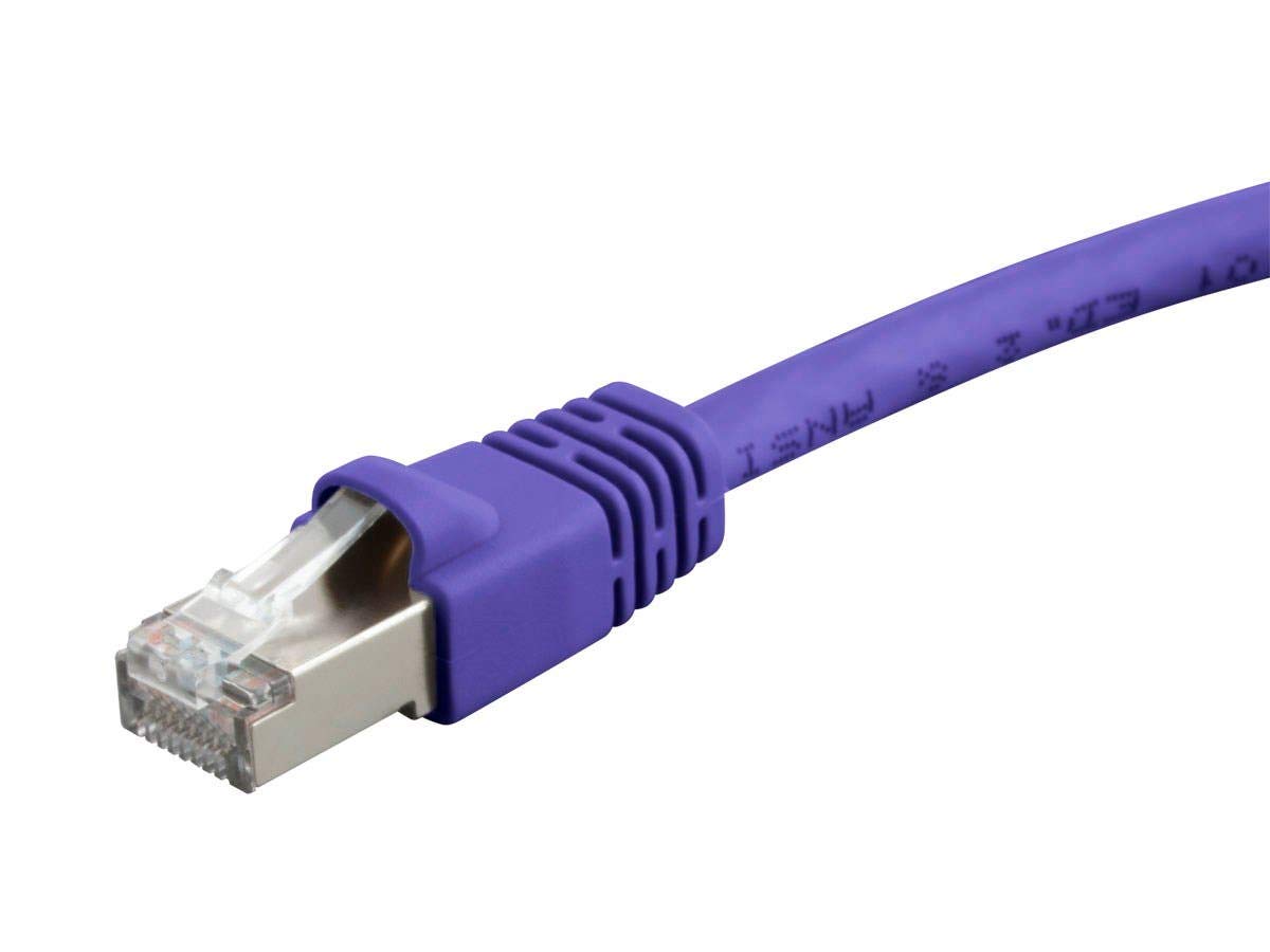 Monoprice Cat6A 7Ft Purple Patch Cable Double Shielded (S/Ftp) 26Awg 10G Pure Bare Copper Snagless Rj45 Fullboot Series Ethernet