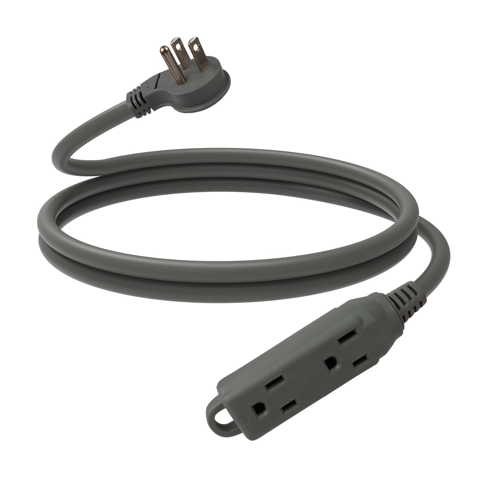Ep Low Profile 6 Ft Flat Plug Extension Cord   16 Awg 3 Prong Grounded Cable With 3 Outlets, Perfect For Indoor Use, Grey, Ul Li