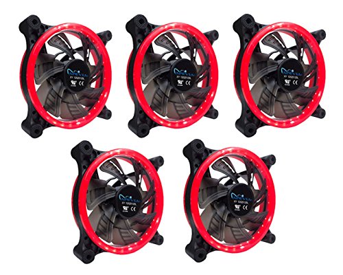 Apevia 512L Crd 120Mm Silent Dual Rings Red Led Fan With 32 X Leds & 8 X Anti Vibration Rubber Pads (5 Pk)