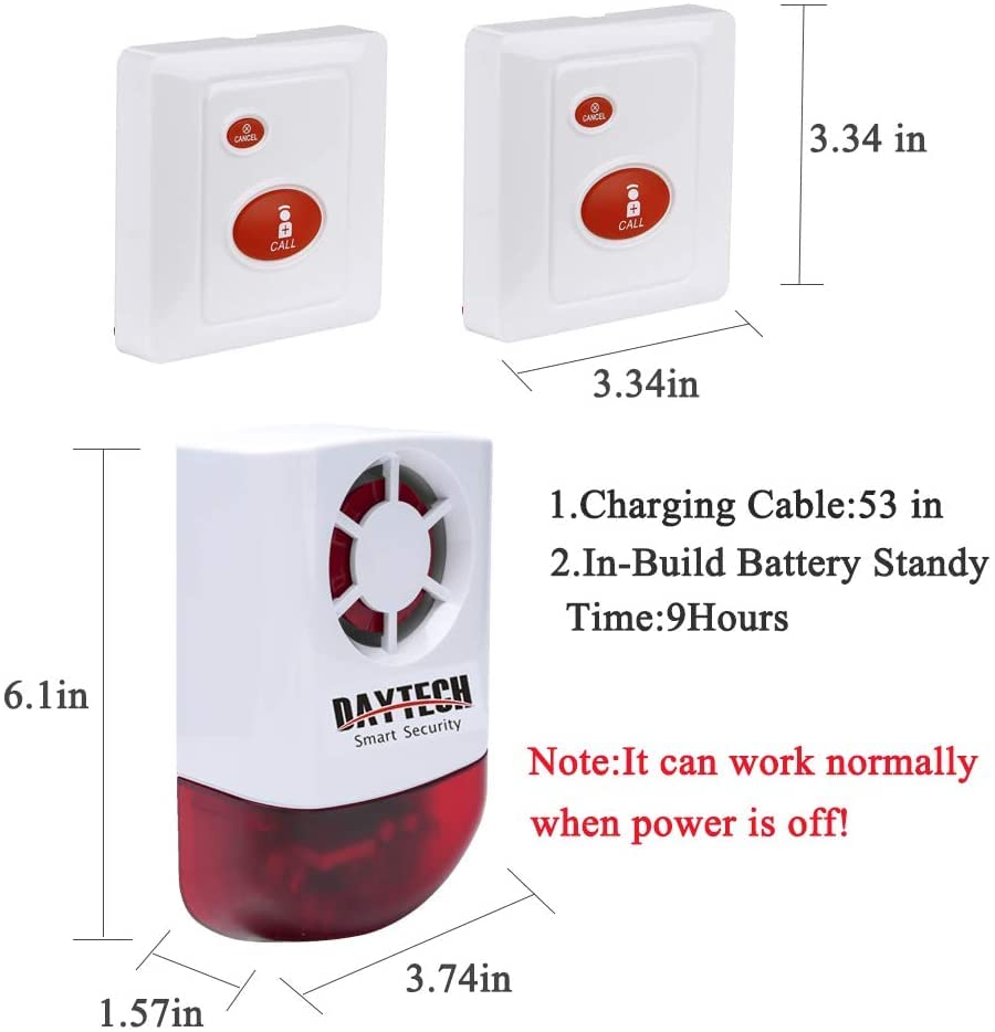 Daytech Strobe Siren Panic Alarm Button Siren Alarm With Light For Home Caring Loud Outdoor Sos Alert System 2 Red Flashing Siren And 4 Emergency Button For Store Hotel Jewelry Shop Security