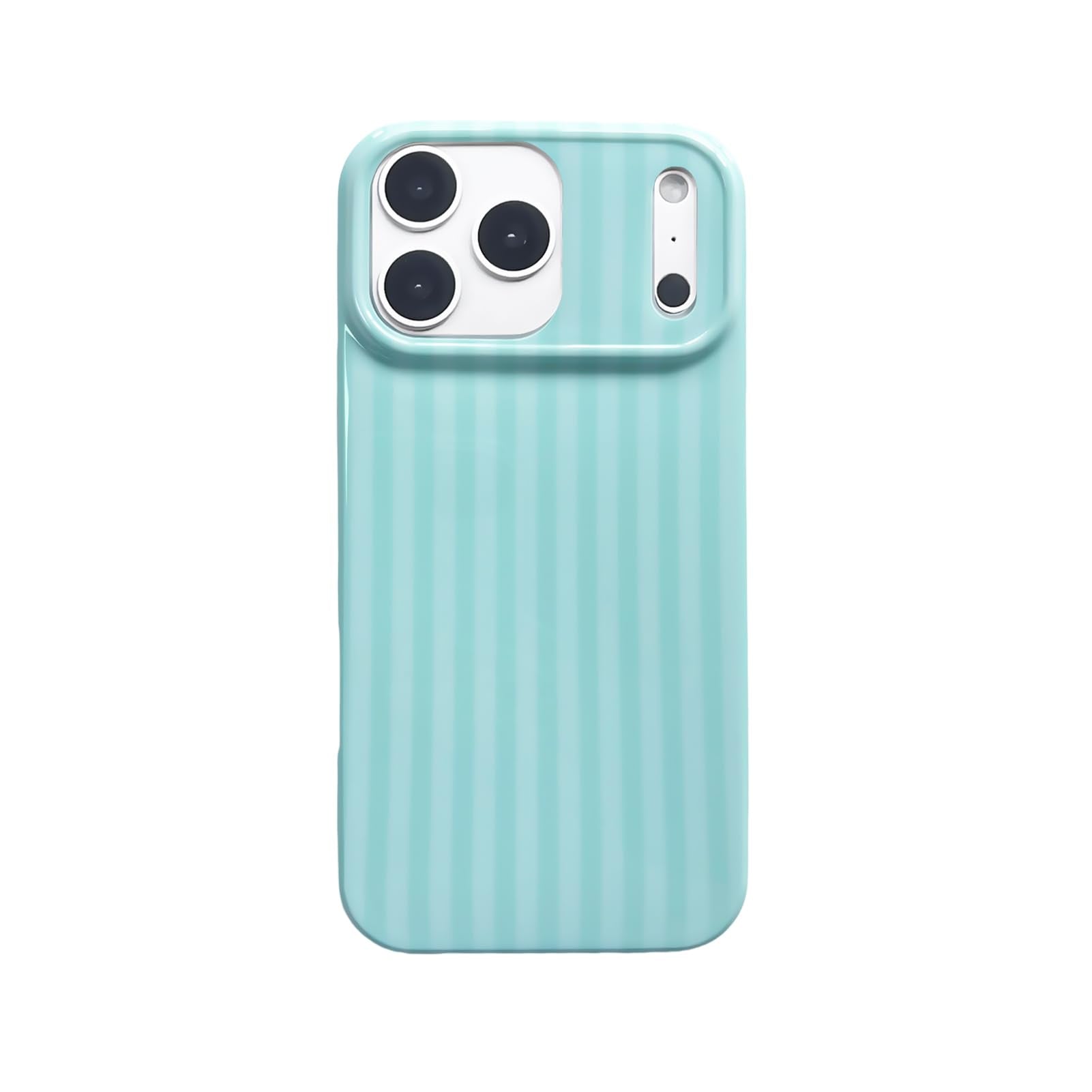 Reezaddin Teal Striped Phone Case for iPhone 17 Pro,Cute Aesthetic Retro Vertical Line Stripes Pattern Protective Trendy Cover f