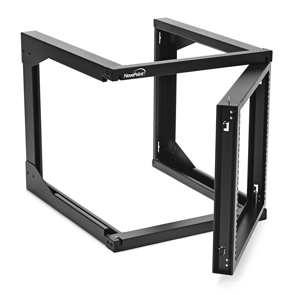 Navepoint 9U Server Rack With Swing Gate   9U Wall Mount Rack For 19 Inch It Equipment Open Frame Rack   Network Rack Wall Mount