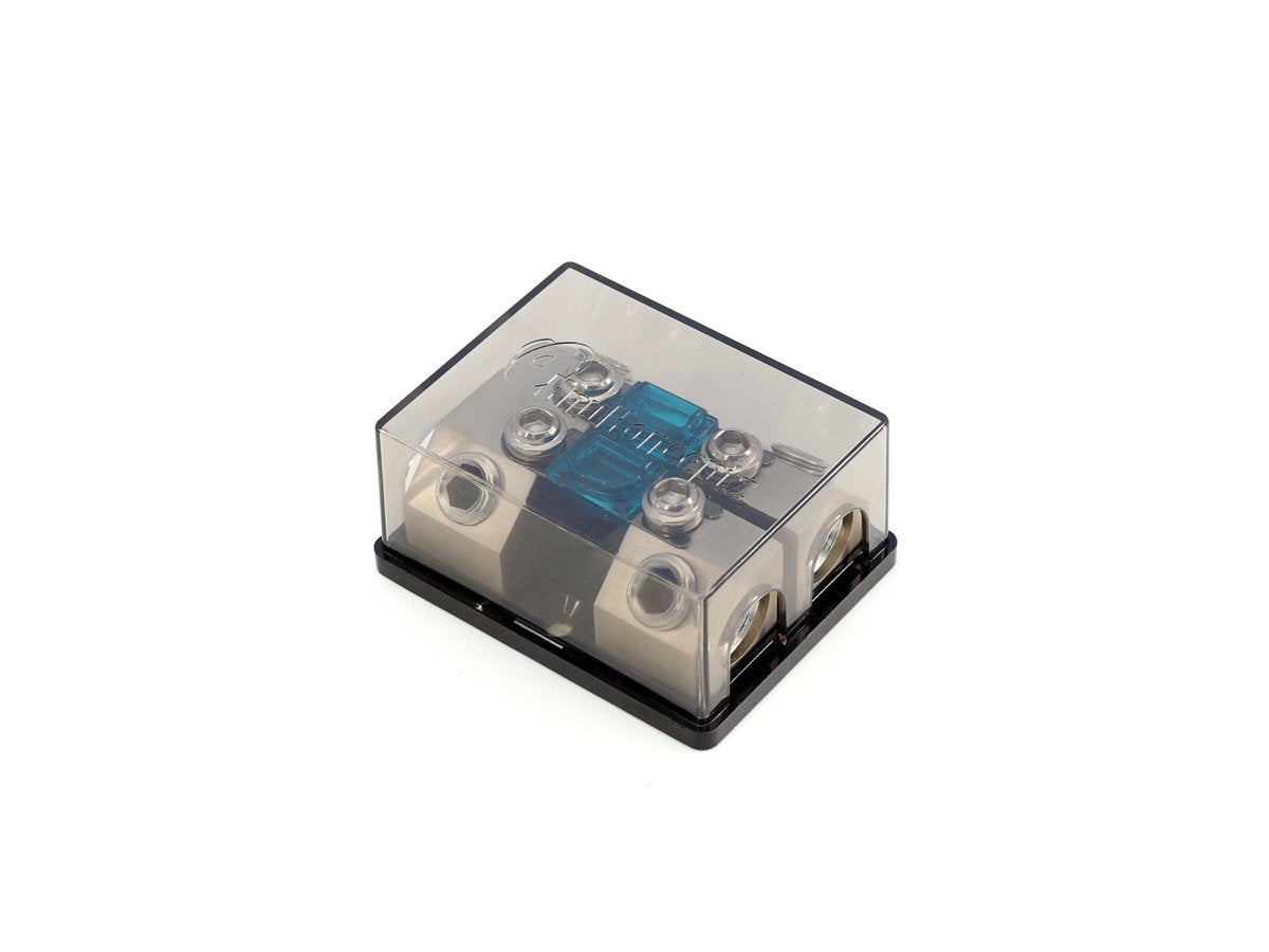 Knukonceptz Bassik 2 Way Mini Anl Fuse Distribution Block   1/0 Gauge To 1/0 Or 4 Gauge   120 Amp