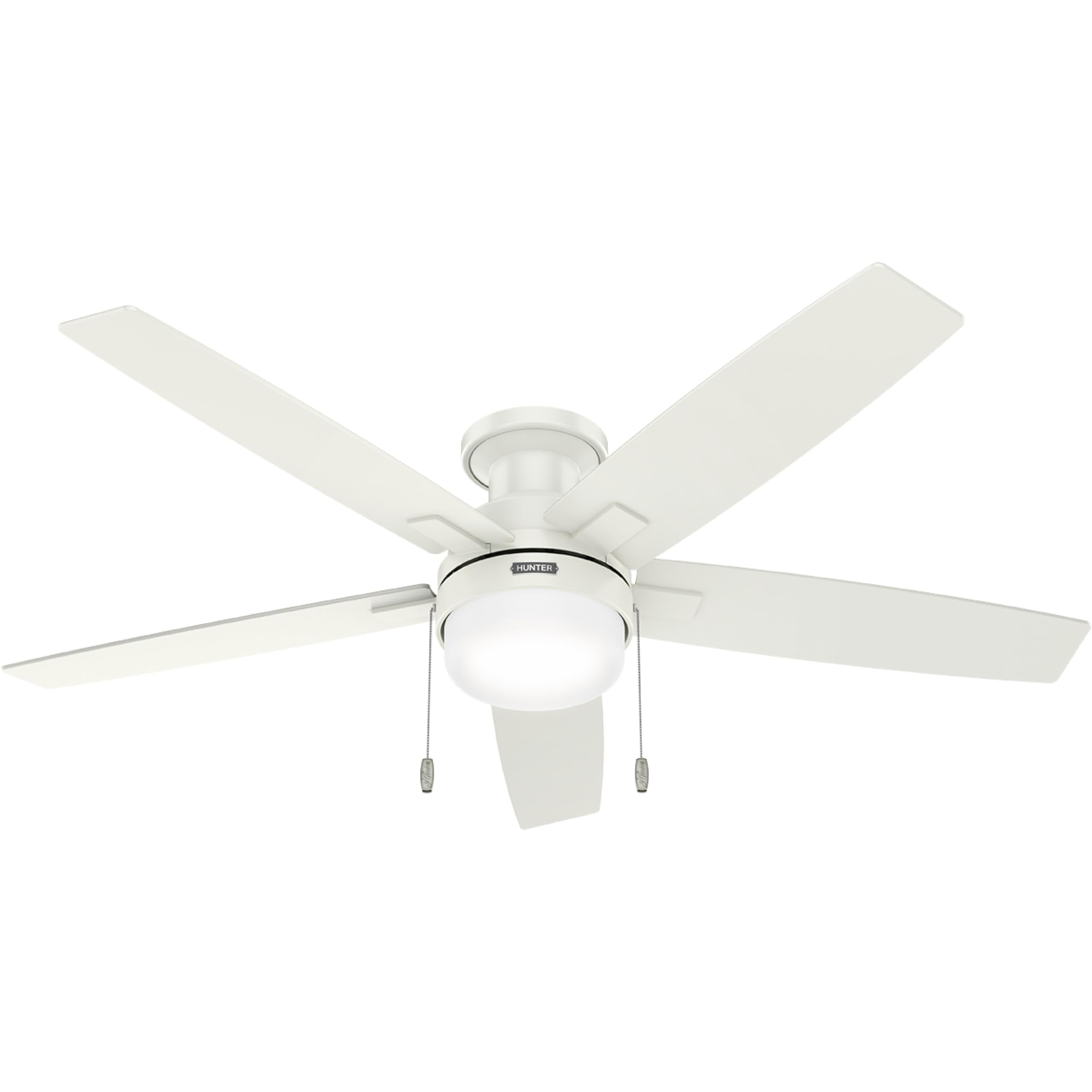 Hunter Ceiling Fan with LED Light - Black Ceiling Fan with Pull Chain, For Bedroom or Living Room, Standard Mount, No Remote, 5 