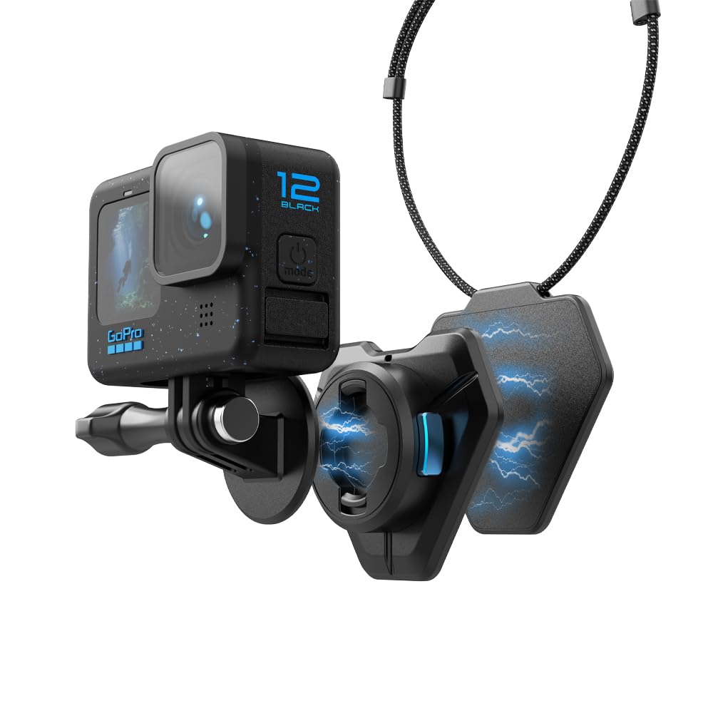 Rugvis Magnetic Chest Mount with Neck Strap, 360 POV Invisible Selfie Necklace Lanyard Mounting Accessories Attach Compatible wi