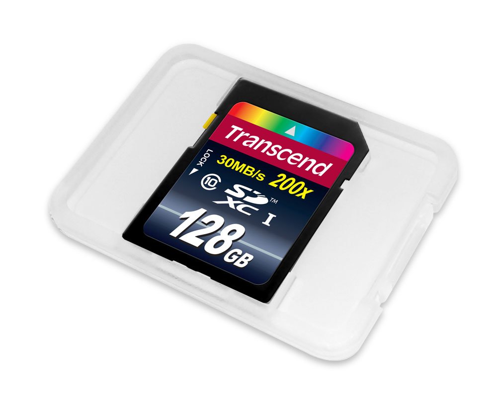 Transcend 128GB SDXC Class 10 Flash Memory Card Up to 30MB/s (TS128GSDXC10E)