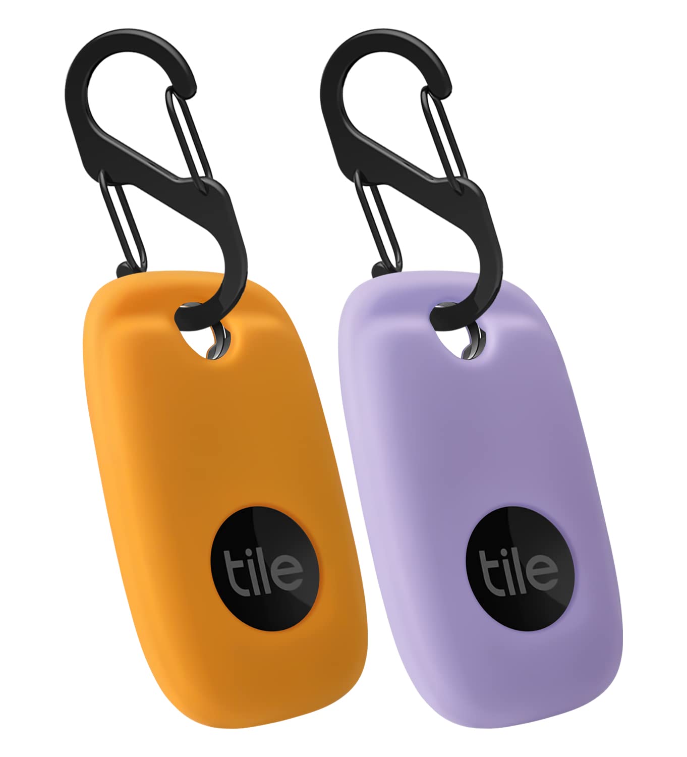 Geiomoo Silicone Case For Tile Pro 2022 Tracker, Soft Flexible Scratch Resistant Cover With Carabiner (2 Pack Orange+Lilac)