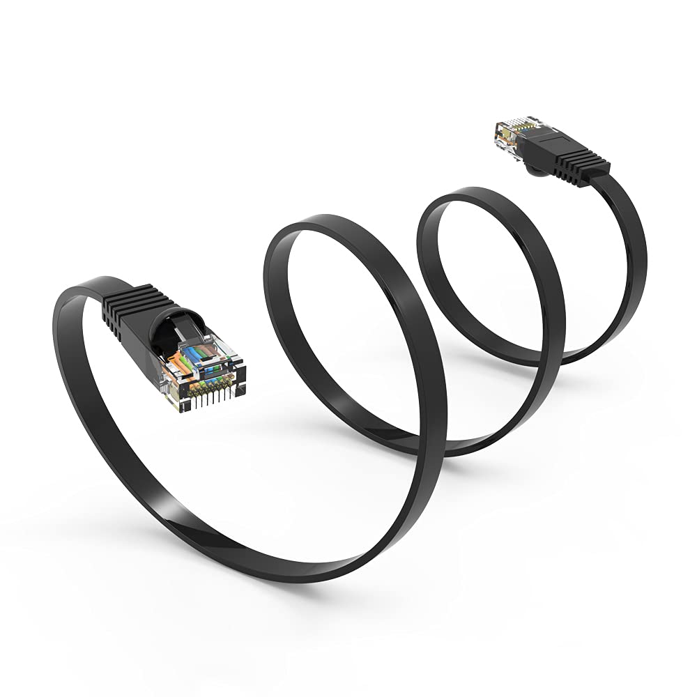 Cablewholesale Cat6 Ethernet Patch Cable, 1 Foot, Black Flat Cat6 Ethernet Cable, 32Awg, Utp (Unshielded Twisted Pair) Internet