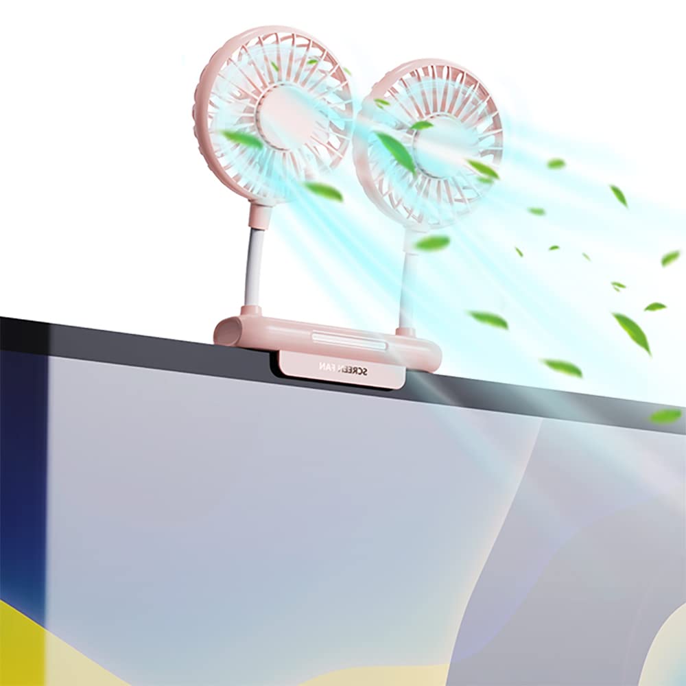 Monitor Fan, Thrrly Desktop Fan With 2 Fan Heads, 3 Speeds 360 Rotatable Office Desk Fan Usb Powered Cooling Fan With Sturdy Adj