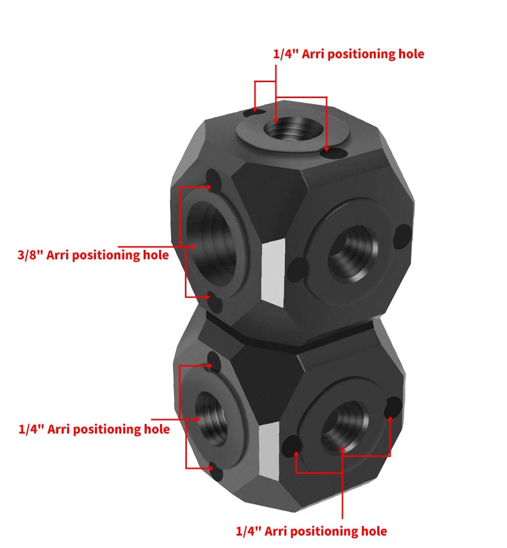 Funmax Double Deck Adjustable Mini Hexahedron Cold Shoe Extension Mount Adapter With 1/4'',3/8''  Screw Hole Tripod Mount For Go