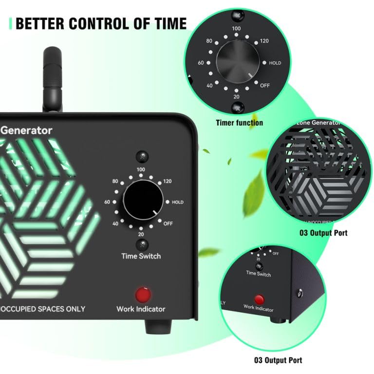 Ozone Generator 60,000Mg/H, New Update Ozone Machine Ionizer Industrial/Home O3 Air Purifier Deodorizer, Eliminating Odors Area