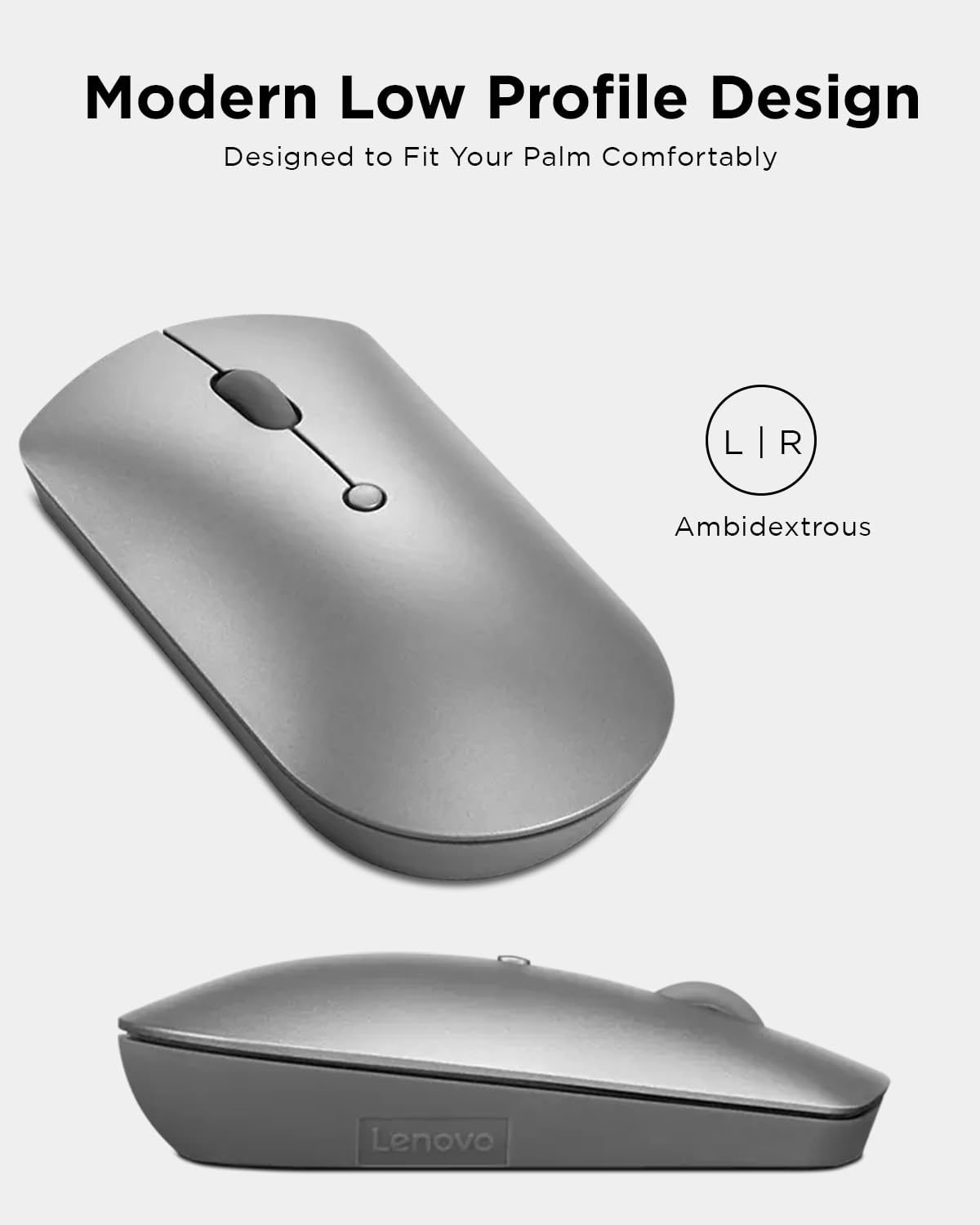 Lenovo 600 Bluetooth Silent Mouse, Blue Optical Sensor, Adjustable Dpi, 4 Button, Microsoft Swift Pair, Windows, Chrome, Gy50X88