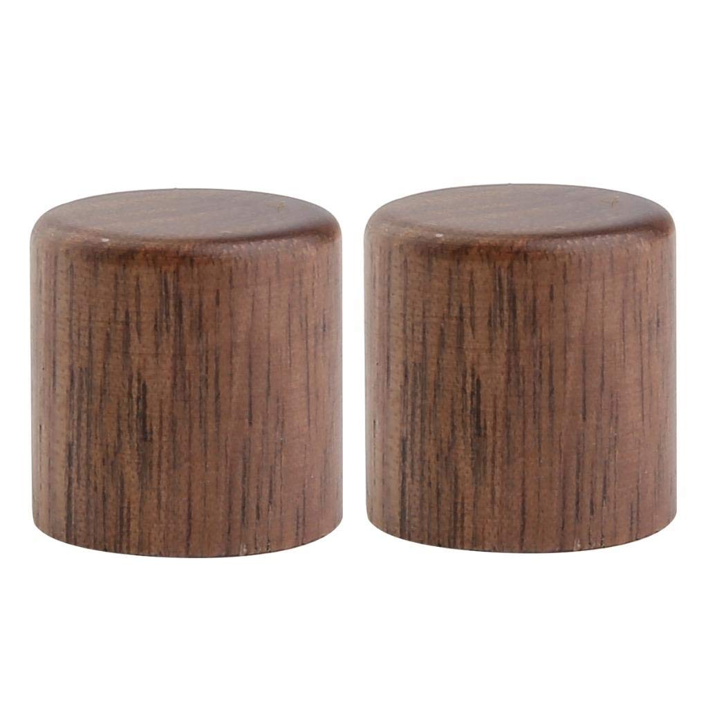 Kaish 2 Pack Wood Knobs Tele Style Flat Top Dome Knobs Guitar Bass Wood Knob Barrel Knobs Walnut Wood