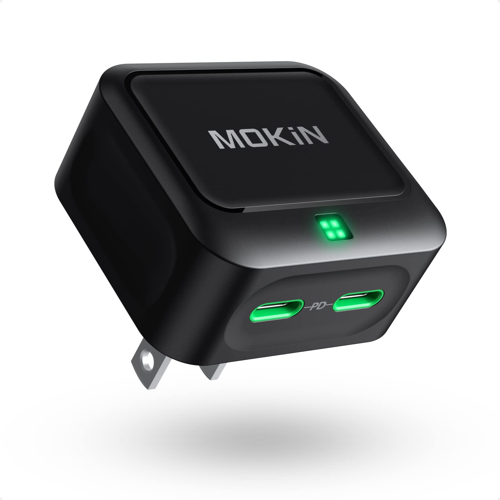USB C Charger Block 40W, Dual Port Type C Fast Charging Block GaN+ PD Power Adapter with Foldable Plug USB C Wall Charger Cube f