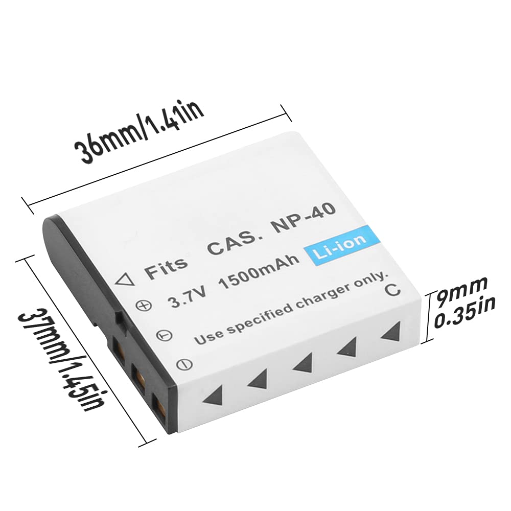 Geekam Np 40 Battery Pack, 1500Mah Rechargeable Battery(3 Pack) With Usb Dual Charger For Video Camera Camcorders Compatible Wit