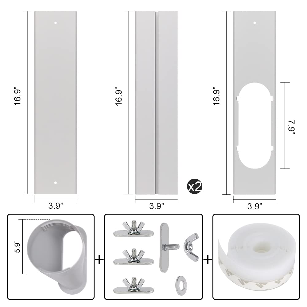 Unaoiwn Portable Air Conditioner Window Kit, Adjustable Vertical/Horizontal Sliding Window Kit Plate For Ac Unit, Ac Window Vent