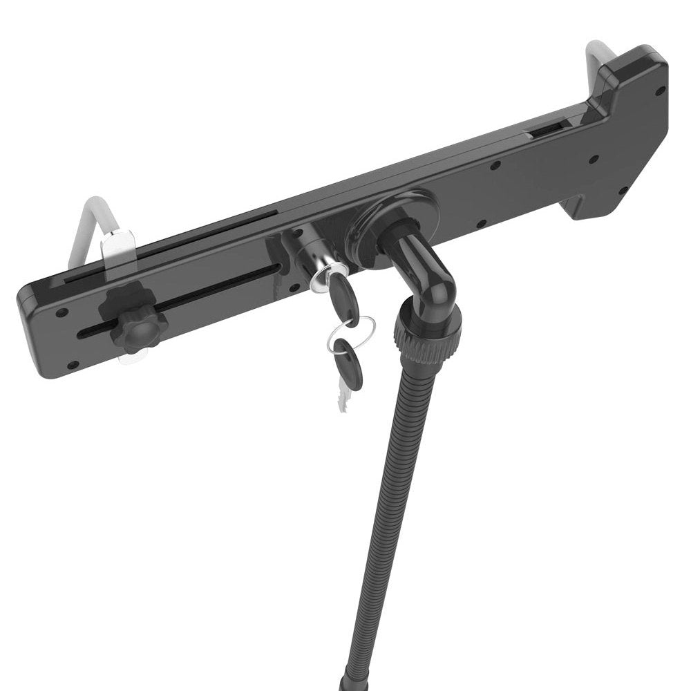 Pyle Tablet Metal Security Rack Stand Holder, Anti Theft Design With Usb Charging Port, Adjustable Height And 300 Degree Rotatio