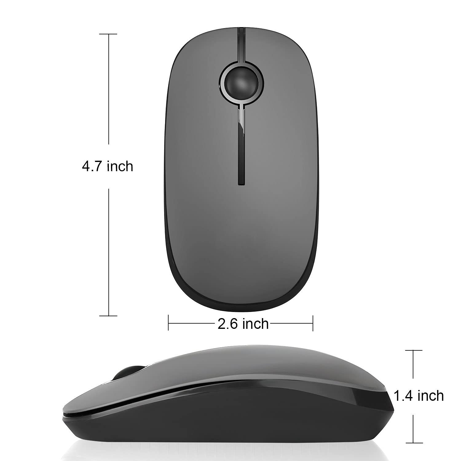 Unipows Wireless Mouse - 2.4G Slim Portable Computer Mouse With Nano Receiver, Less Noise Mobile Optical Mice For Notebook, Pc,
