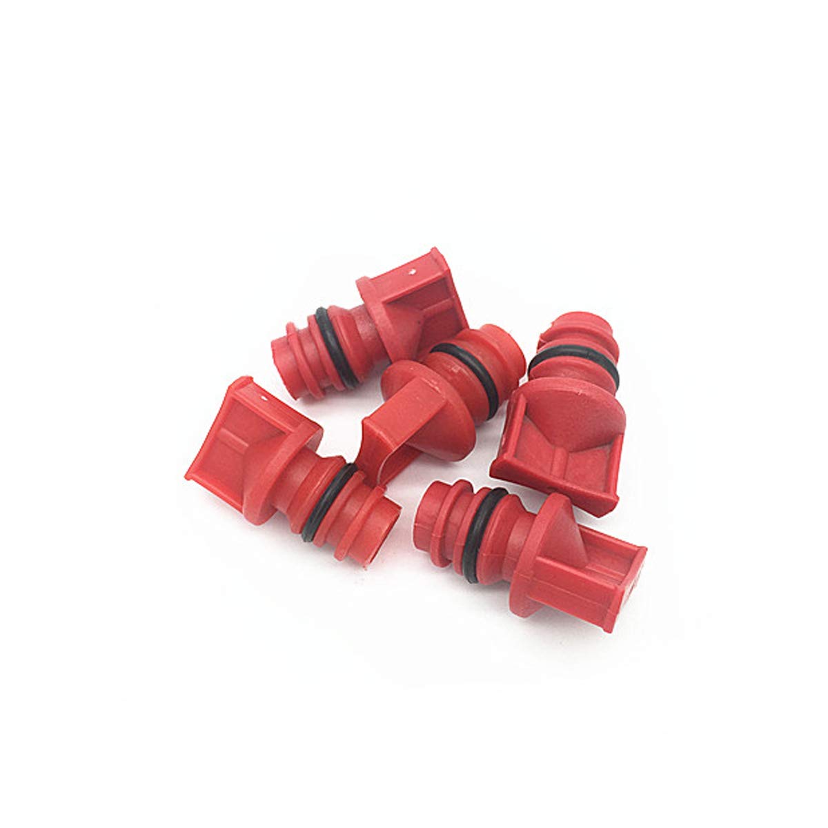 Comok 5Pcs Red Tone Air Compressor Male Thread Diameter 18Mm Plastic Oil Breather Cap