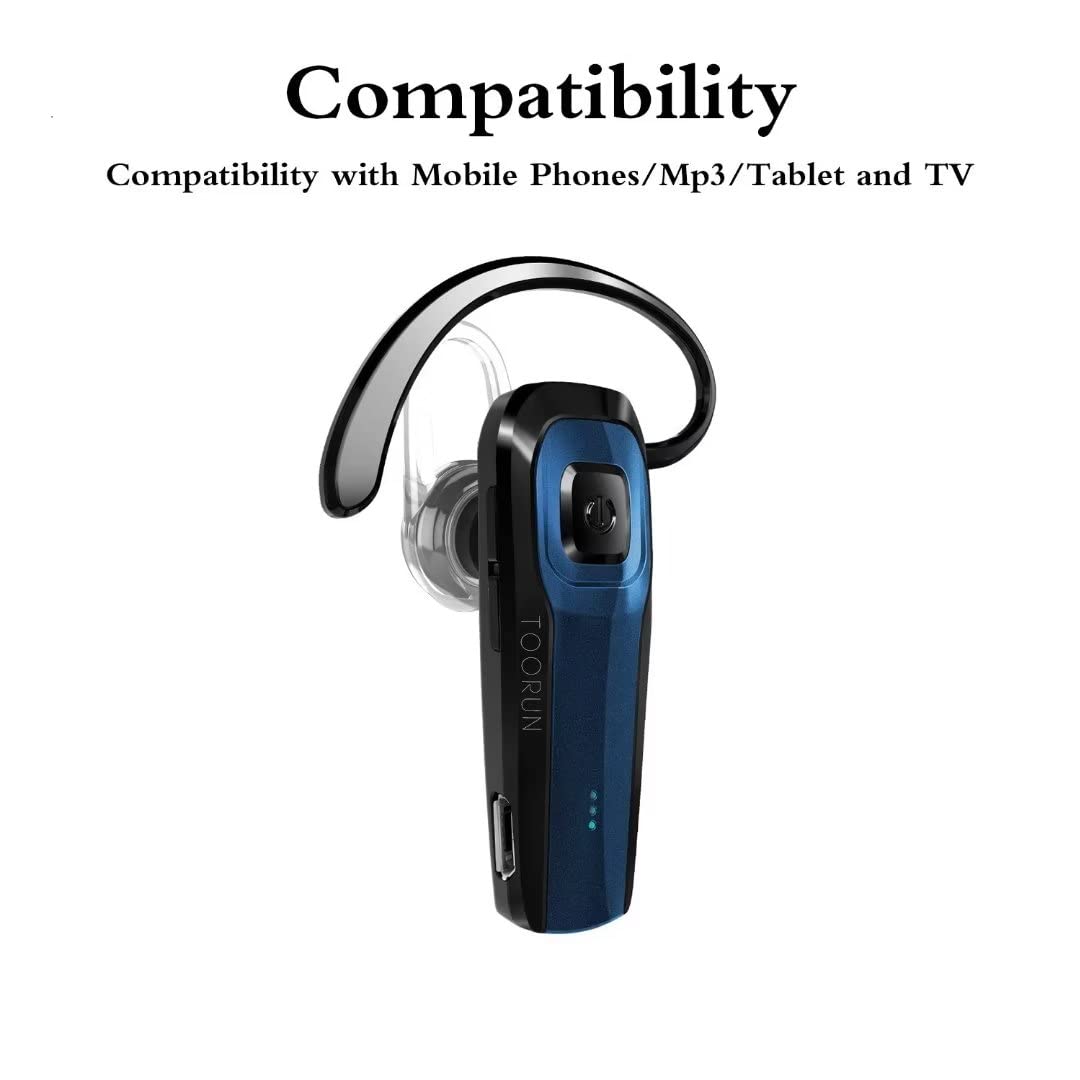 Toorun Bluetooth Earpiece, M26 Bluetooth Headset Handsfree V5.0 Wireless Earpiece Headphone With Noise Reduction And Microphone