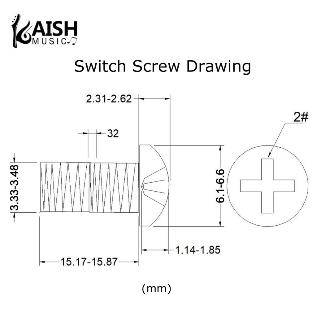 Kaish 20 Pack Stainless Steel American #6 32 3 Way/5 Way Selector Switch Mounting Screws For Stratocaster/Telecaster Black