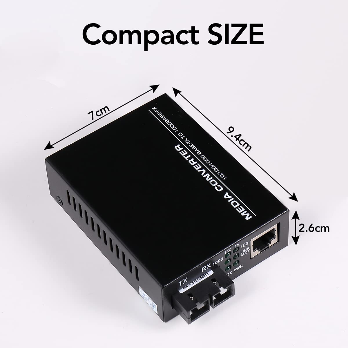 (A Pair Of Bidi) Single Mode Dual Sc Fiber Gigabit Fast Ethernet Media Converter, Mini 1X 10/100/1000Base T Rj45 To 1000Base Sc Slot Converter Transceiver, Up To 30Km 1310 Nm, Ac 100V~240V