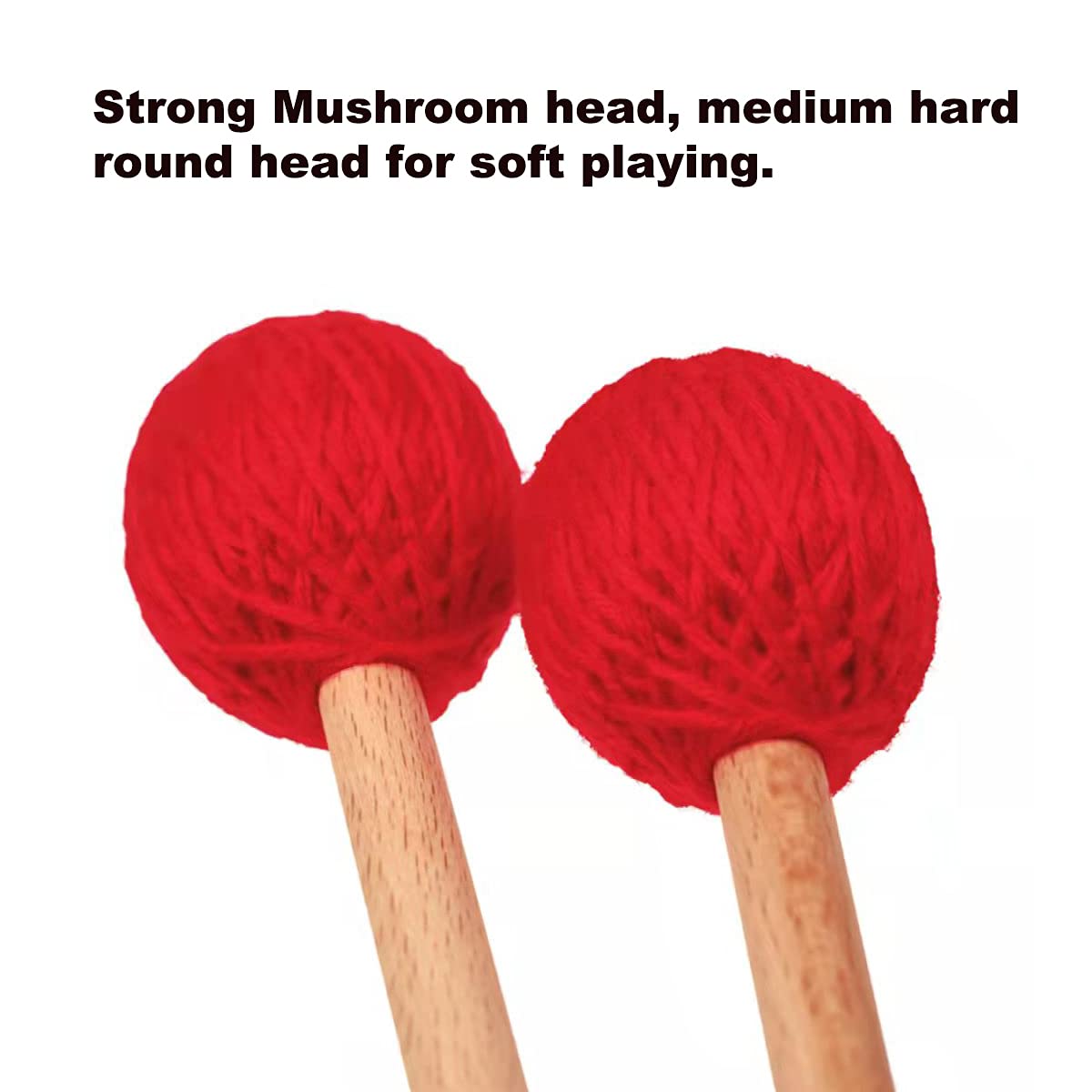 Marimba Mallets Medium Red Hard Yarn Head Keyboard Marimba Mallets With Maple Handles For Percussion Marimba Playing