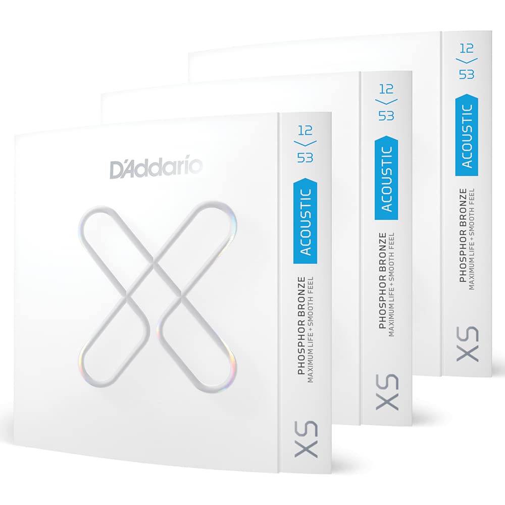 D'Addario Guitar Strings   Xs Phosphor Bronze Coated Acoustic Guitar Strings   Xsapb1253 3P   Maximum Life With Smooth Feel & Ex