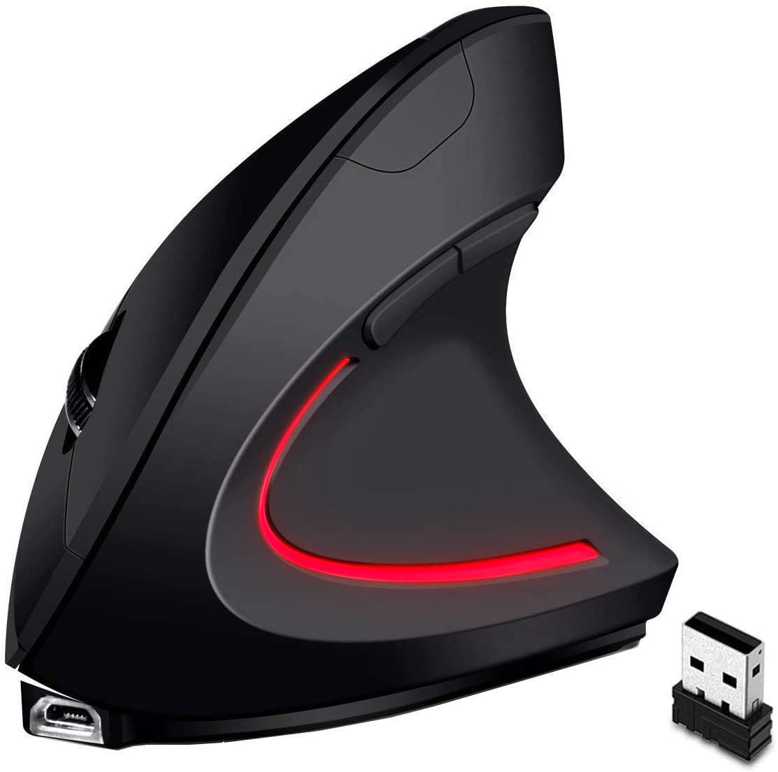 Letaclanic Ergonomic Wireless Mouse Unique Rechargeable Optical Vertical Mouse, 2.4G 5.0 Bluetooth Mouse Ergonomic With 6 Button