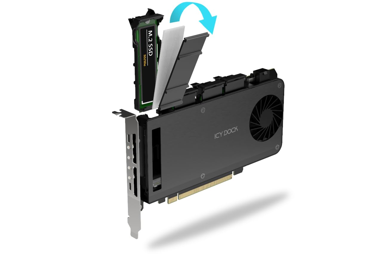 ICY DOCK RD MB204MPB Removable 4Bay M.2 NVMe SSD to PCIe 5.0 x16 Mobile Rack