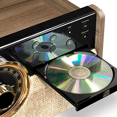 Victrola Empire Mid Century 6 In 1 Turntable With 3 Speed Record Player, Bluetooth Connectivity, Radio, Cassette And Cd Player (