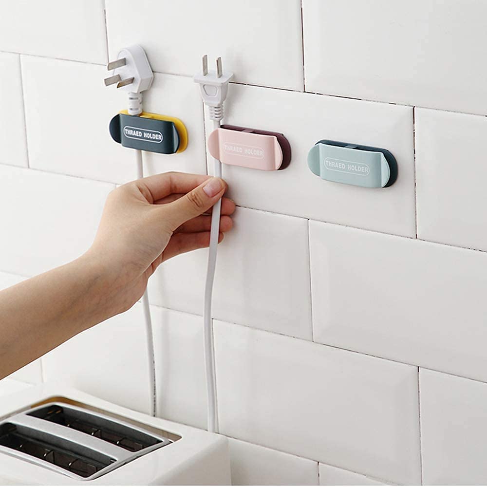 4Every 4 Pieces Clamp Cable Plugs Organizer,Plug Wire Holder Hook Cable Retainer, Cable Clips Retainers Wire Storage Self Adhesi