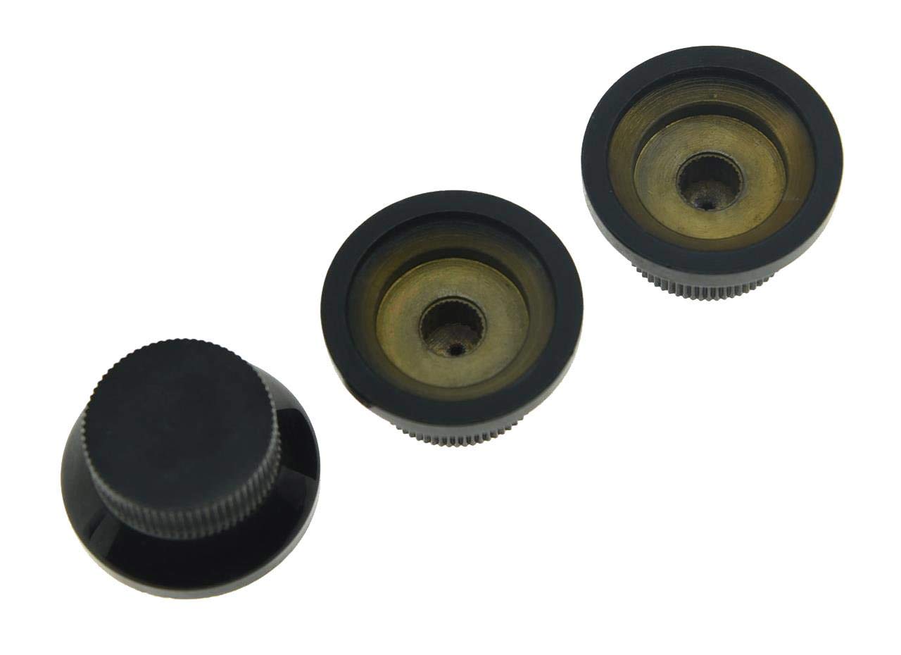 Kaish 3Pcs Black Metal Bell Knobs Push On St Strat Guitar Top Hat Knob For 5.8Mm Split Shafts