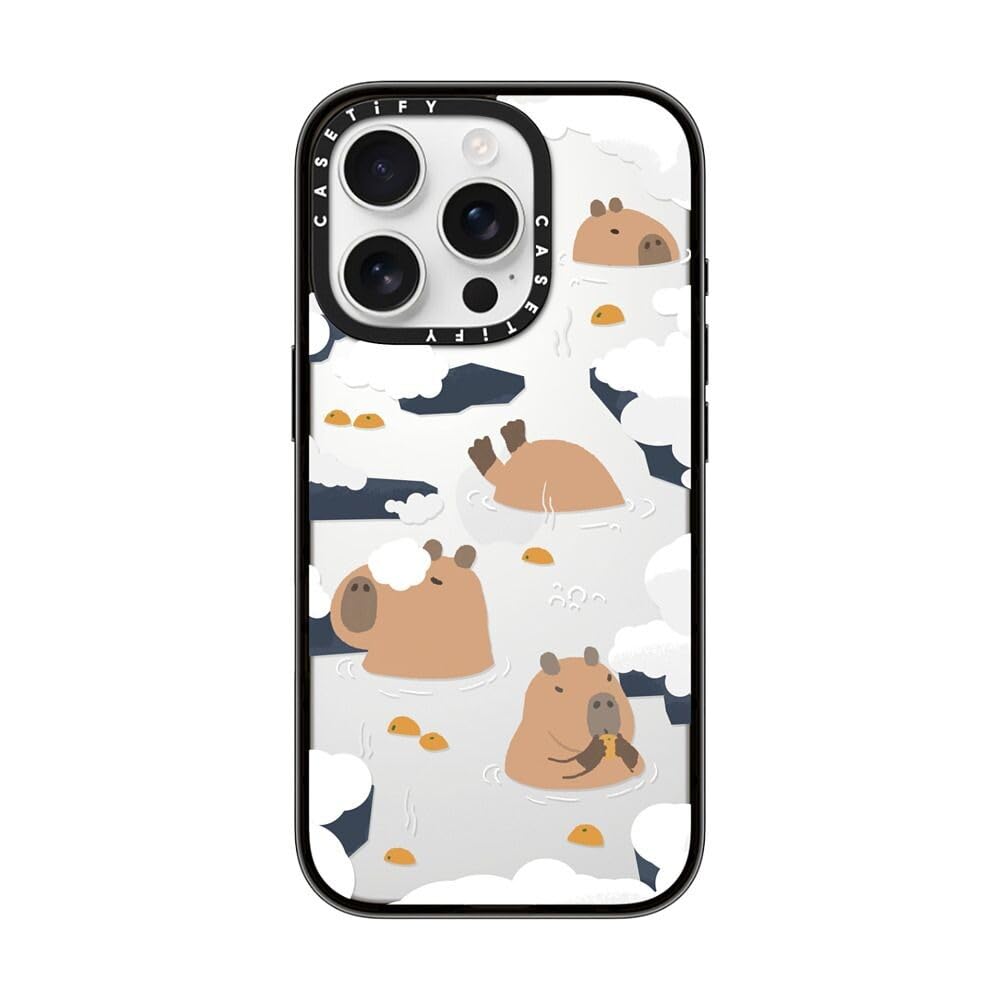Casetify Compact Case For Iphone 16 Pro [Lightweight / 4 Ft. 2X Military Grade Drop Protection/Slim]   Floating Capybara   Clear