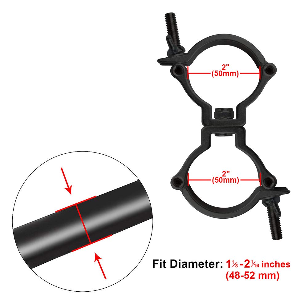 Gbgs Dj Truss Swivel Clamp 2 Inch Aluminum Alloy 220 Lbs For Od 2'' (50.8Mm) Pipe F34 4 Pack (Black)