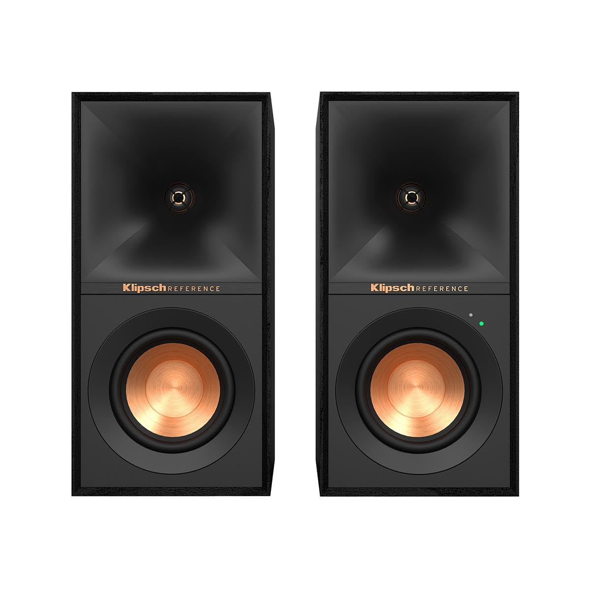Klipsch Reference R 40Pm Powered Bookshelf Speakers   90 Degree X 90 Degree Tractrix Horn   Linear Travel Suspension   Sleek, Mo
