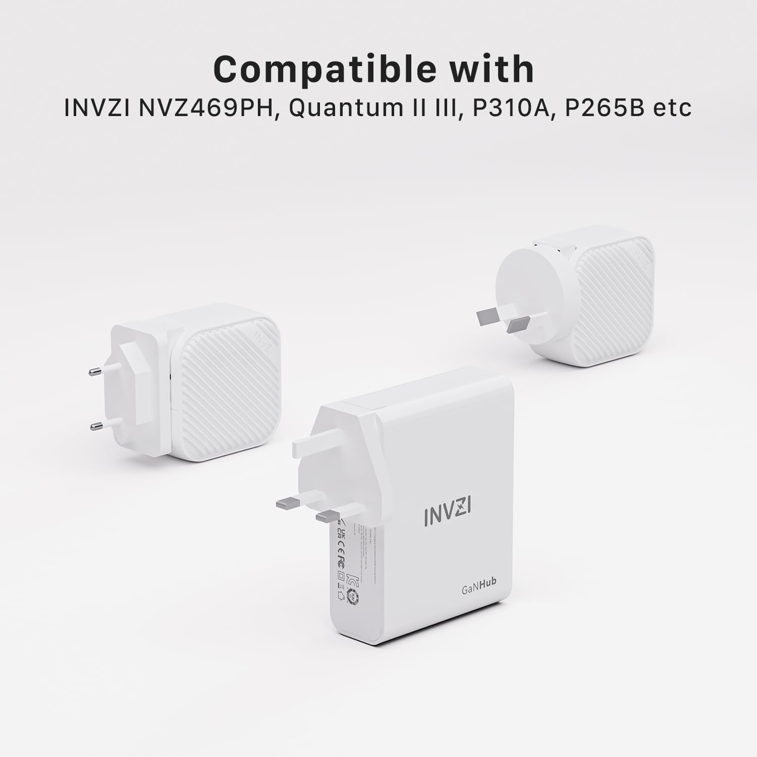 Invzi International Universal Travel Converter With Uk, Eu, Au Adapter For Invzi Ganhub 100W Docking, Ganhub 140W 100W, 65W, 67W