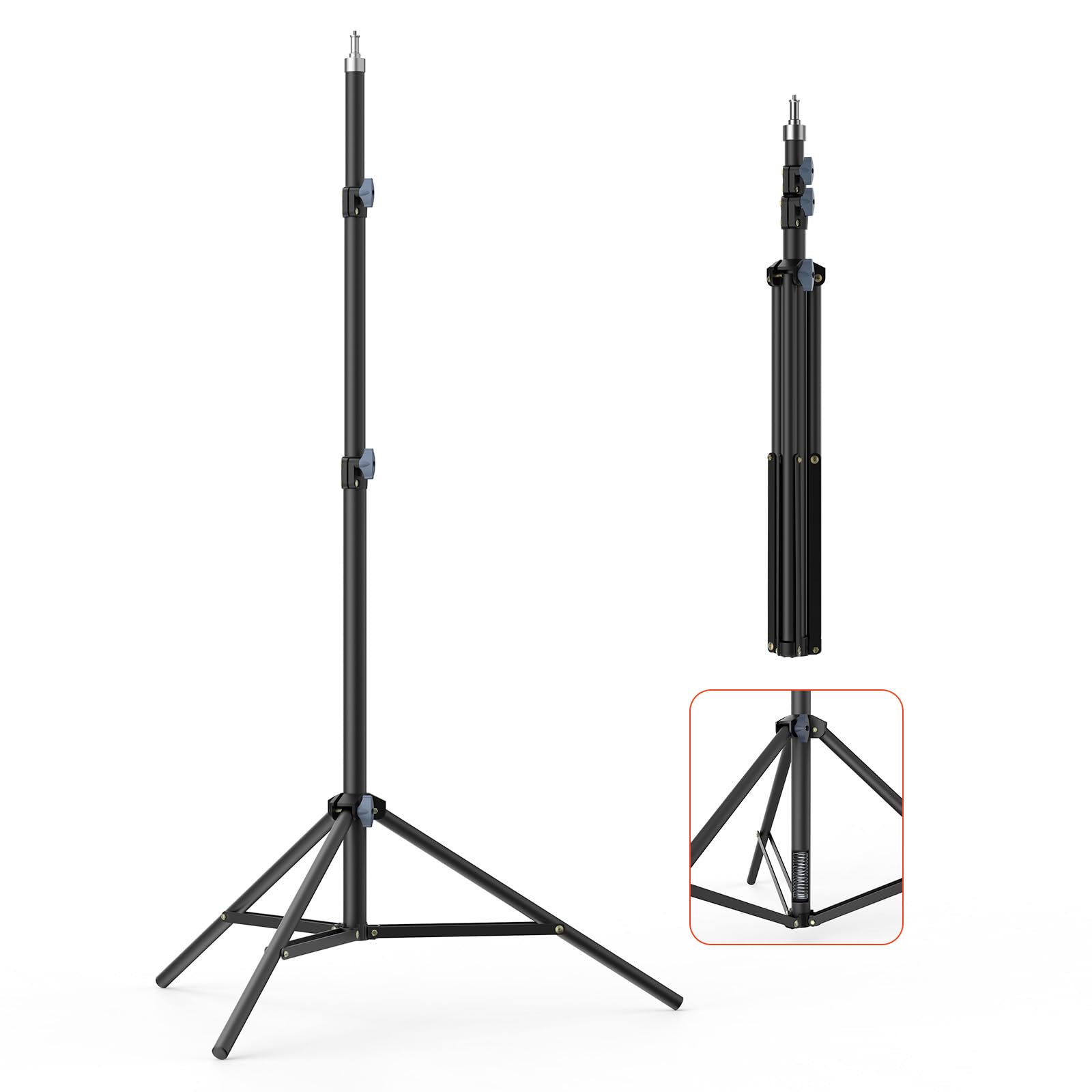Upgraded Photography Light Stands Tripod: LEORFI 75/6 Feet/190CM Spring Loaded Light Stand, Heavy Duty Light Stand for Studio, P