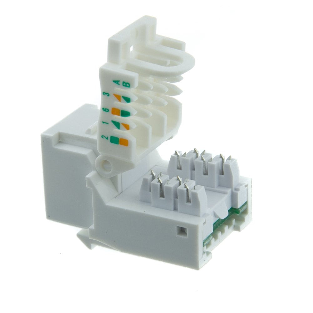 Cablewholesale Cat5E Keystone Jack, Toolless Rj45 Female (Utp) To 110 Punch Down Connector, White
