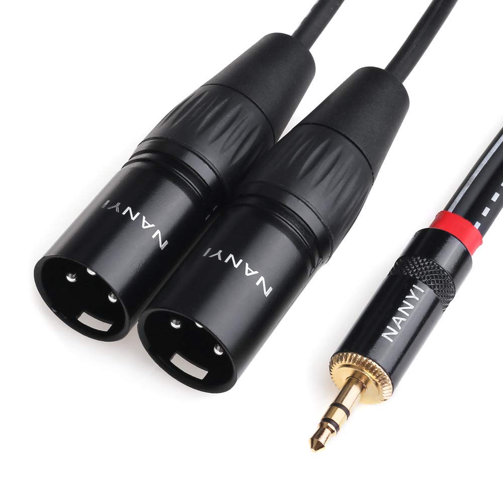 Nanyi Xlr Microphone Splitter Audio Cables 3.5Mm To 2Xlr Male Trs Stereo Male To Two Xlr Male Interconnect Audio Microphone Cabl