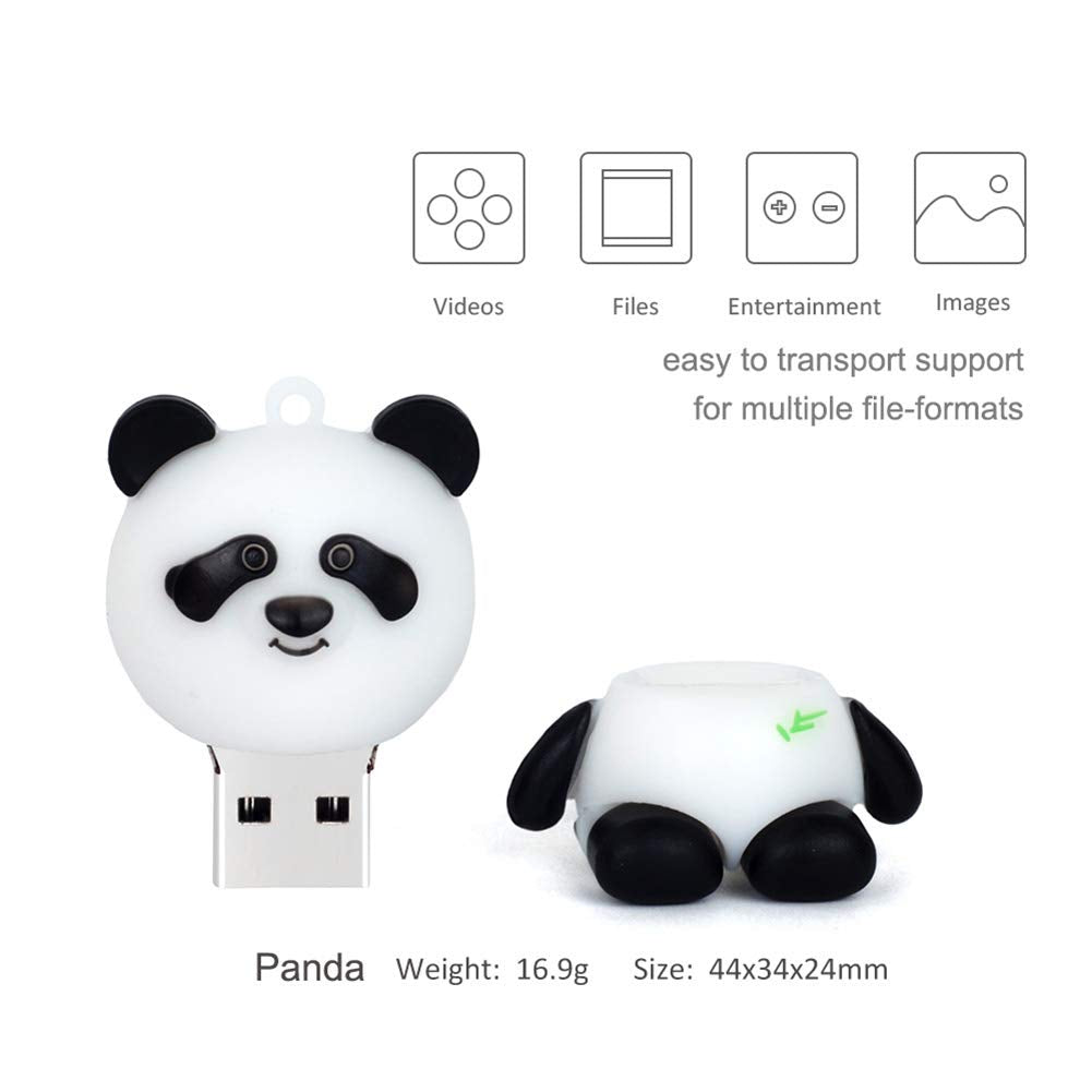 Borlterclamp Usb Flash Drive Cute Panda Pattern 32Gb Pack Of 2 Pcs Pendrive Gift For Students And Children