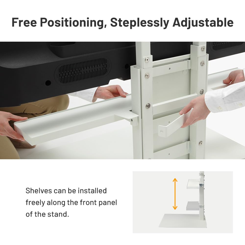 Wall Soundbar Shelf For Tv Stand Model V4, Medium Size, Width 95 Cm / 37.4'', Satin White