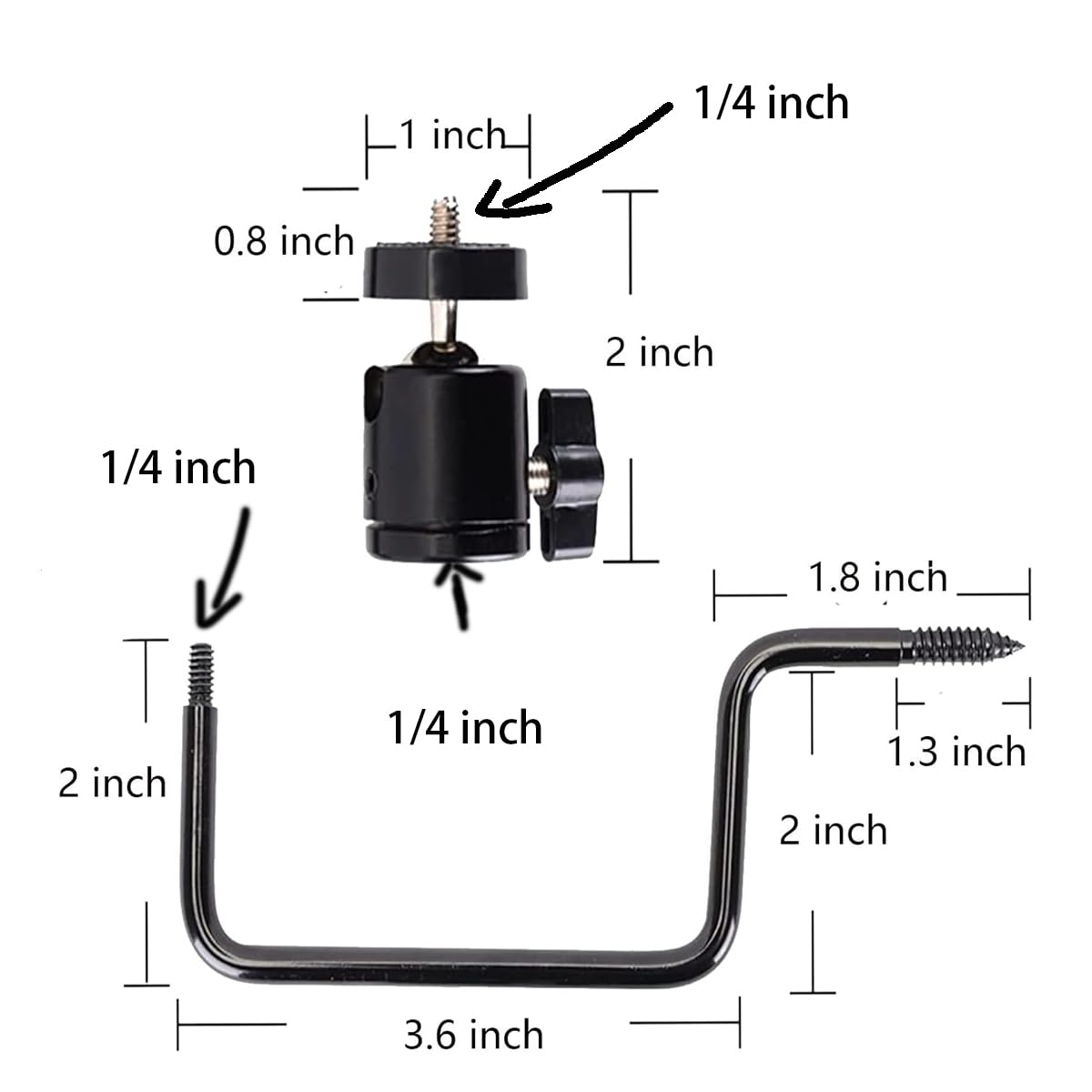 Beietree Trail Camera Mount, Adjustable Angle Supports 5Kg, 4 Pieces, Iron And Lacquered, Screw 1/4 Inch
