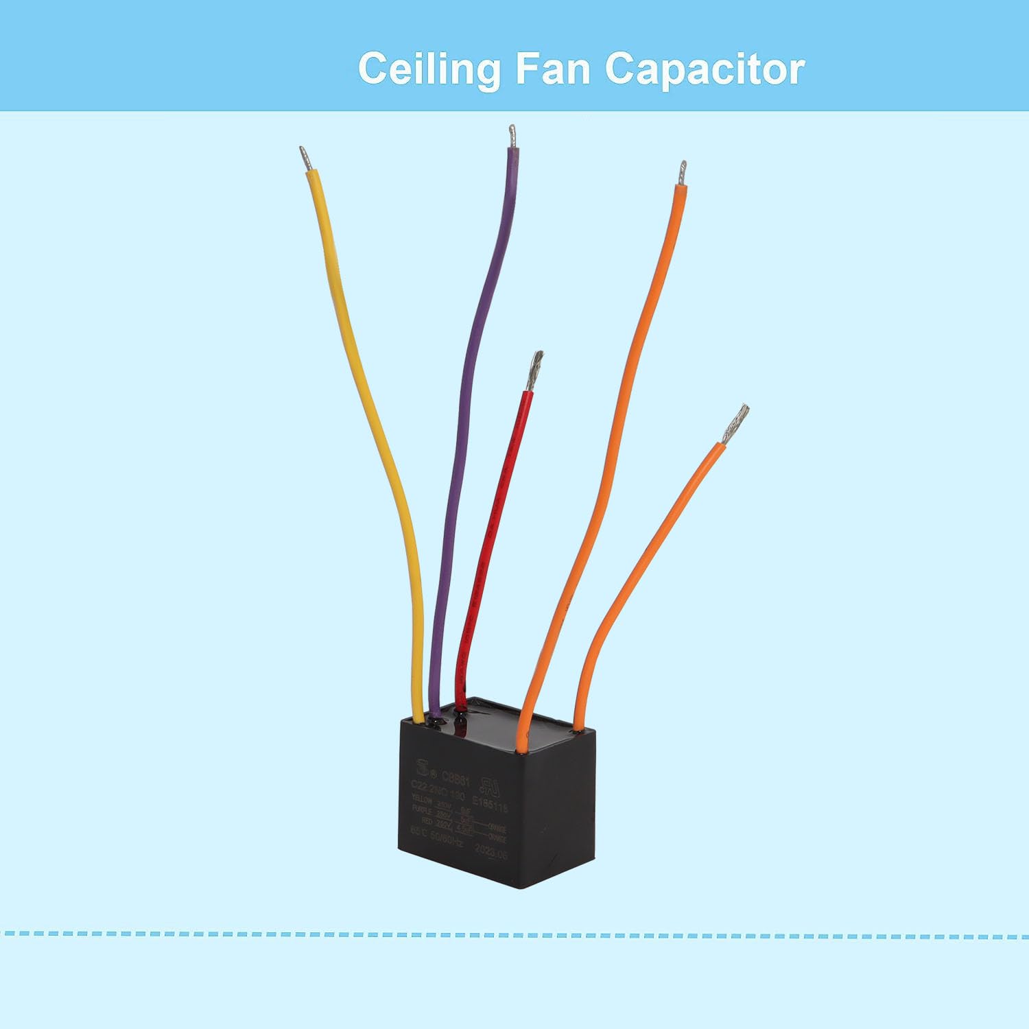 Podoy Ceiling Fan Capacitor Cbb61 5 Wire For Compatible With New Tech 4.5Uf+5Uf+6Uf 250Vac (Pack Of 2)