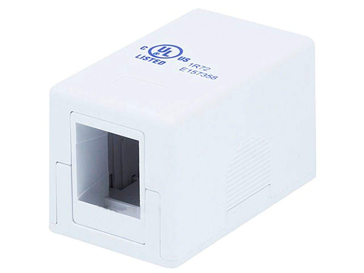 Monoprice Keystone Jack Surface Mount Box   1 Port, Jack Not Included, Ul Listed, Taa, Zip Tie Included, No Logo, White
