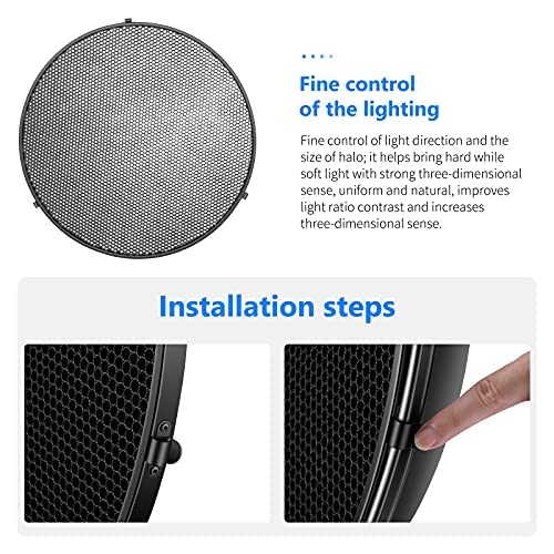 Neewer 21.6''/55Cm Metal Beauty Dish Bowens Mount Reflector With White Diffuser, Honeycomb Grid For Strobe Flash Video Light Com
