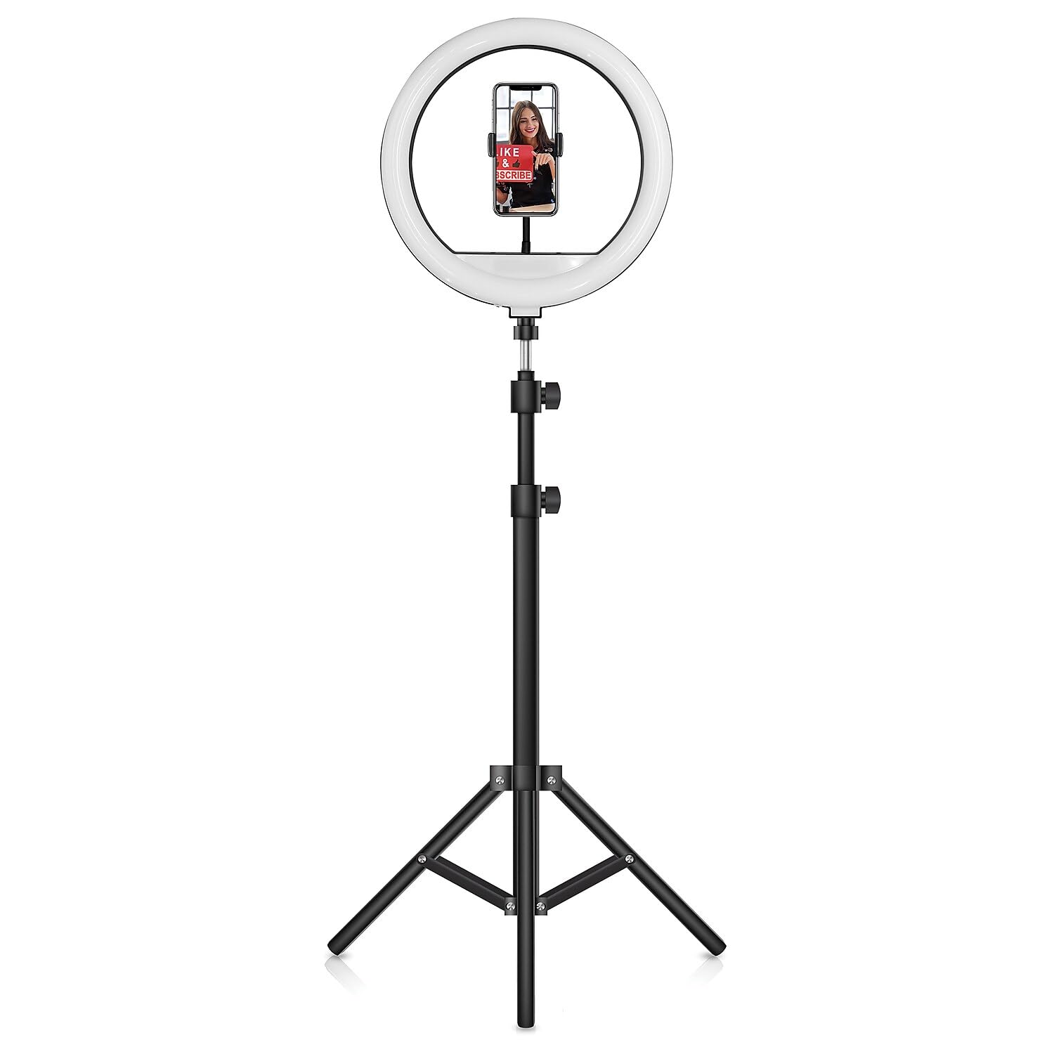 Supersonic Sc 2410Sr Selfie Ring Light With Tripod Stand And Cell Phone Holder For Live Stream/Makeup With Dimmable Led Lighting
